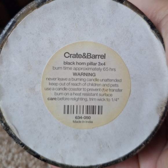 Crate&Barrel 3 Piece Black Horn Pillar Candle Set Unscented - Picture 4 of 8